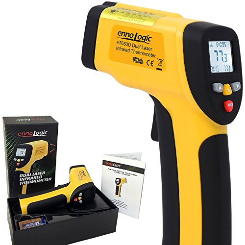 ennoLogic Temperature Gun (NOT for Body Temperature) - Accurate High Temperature Dual Laser Infrared Thermometer -58°F to 1922°F - Digital Surface IR Thermometer eT1050D w/ NIST Certificate