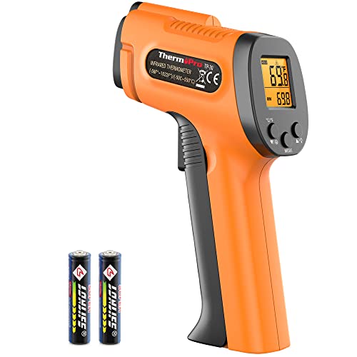비접촉식 적외선 온도계 ThermoPro TP30 Digital Infrared Thermometer Gun Non Contact Laser Temperature -58&degF 1022&degF -50&degC 550&degC 조절되는 Emissivity & Max Measure