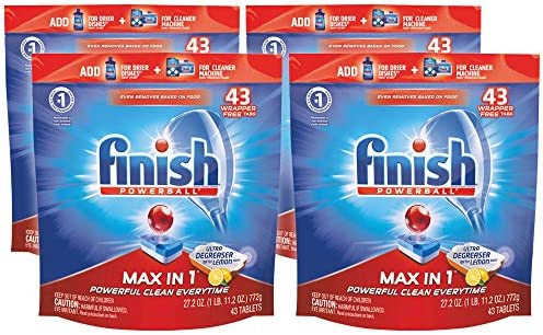 Finish-0-51700-95986-0 - Max in 1 - 172ct - Dishwasher Detergent - Ultra Degreaser - Dishwashing Tablets - Dish Tabs - With Lemon