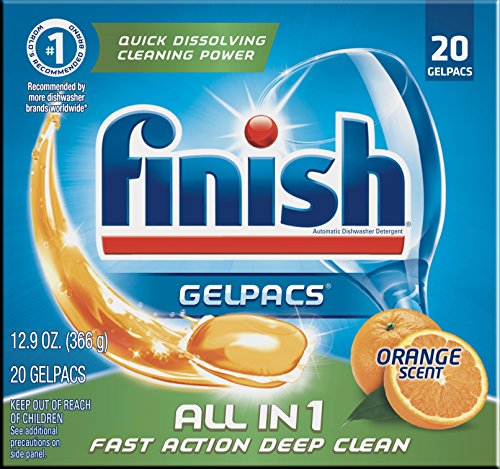 Finish all In 1 Gelpacs, Orange 20 Tabs, Dishwasher Detergent Tablets