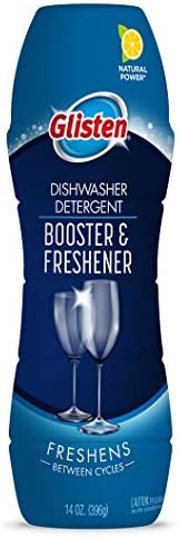Glisten Booster and Freshener Dishwasher Detergent Crystals, Removes Hard Water Stains and Odors, Safe on Glassware and Dishes, All-Natural, Fresh Lemon, 14 Ounce, Pack of 6 (DM0616N)