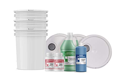 Starter Pack w/buckets (1-Detergent, 1-Sanitizer, 1-Rinse), Commercial Grade,