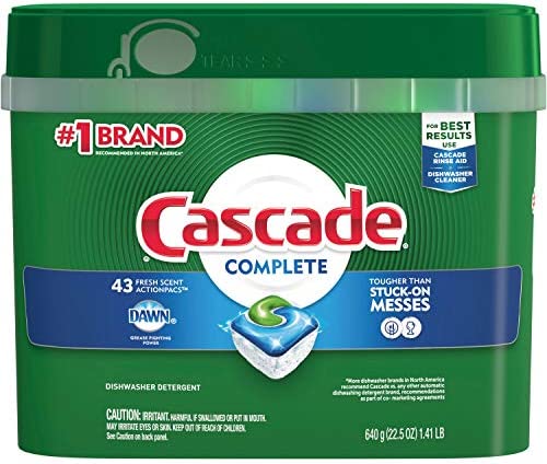 Cascade Complete Dishwasher Pods, Actionpacs Dishwasher Detergent, Fresh Scent with Dawn Power, 43 Count