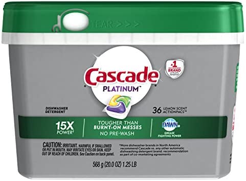 Cascade Platinum ActionPacs, Dishwasher Detergent, Lemon Scent, 36 Count