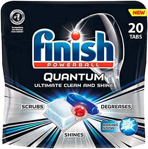 Finish Quantum with Baking Soda Detergent Tablets, 20 Count (Pack of 8)