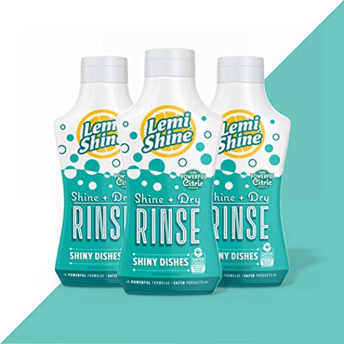 식기세척기 세제 Lemi Shine - + Dry Natural Dishwasher Rinse Aid Hard Water Stain Remover 8.45 oz 3팩 Bundle