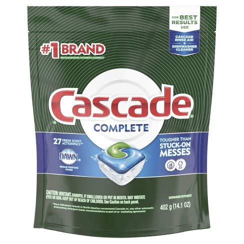 Cascade Complete ActionPacs, Dishwasher Detergent, Lemon Scent, 27 Count