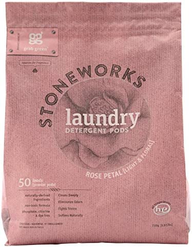 세탁세제 Grab 그린 Stoneworks Laundry Detergent Pods Olive Leaf 50 Count팩 1 Loads-EPA Safer Choice Certified Powered Naturally-Derived Plant & Mineral-Based 파우더