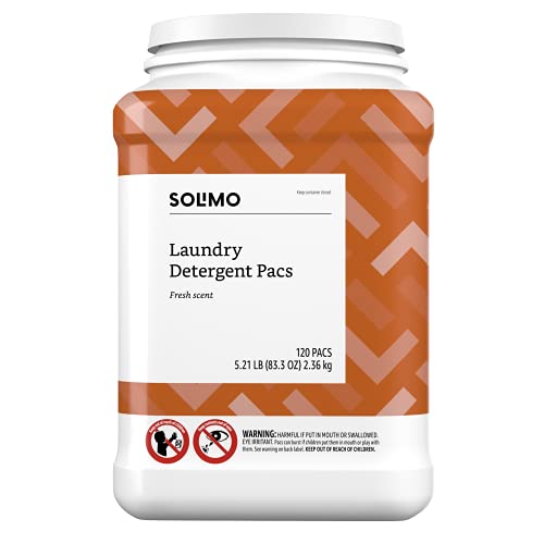 세탁세제 Amazon Brand - Solimo Laundry Detergent Pacs Fresh Scent 120 count