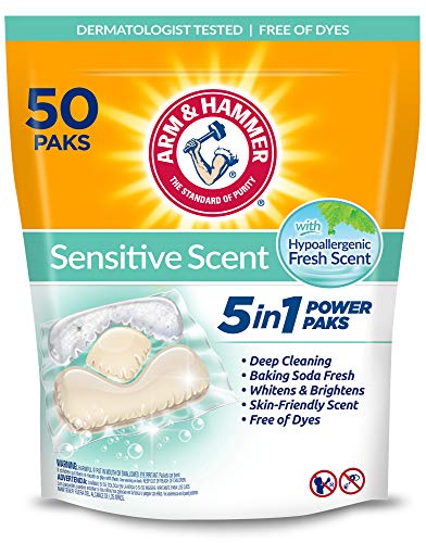 세탁세제 Arm & Hammer Sensitive Scent 5in1 Laundry Detergent Power Paks 50 count