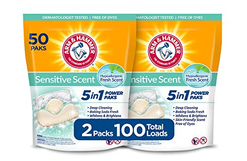 Arm & Hammer Sensitive Scent 5-in-1 Laundry Detergent Power Paks, 100 count