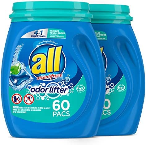 세탁세제 All Mighty Pacs Laundry Detergent 4 1 Odor Lifter Tub 60 Count