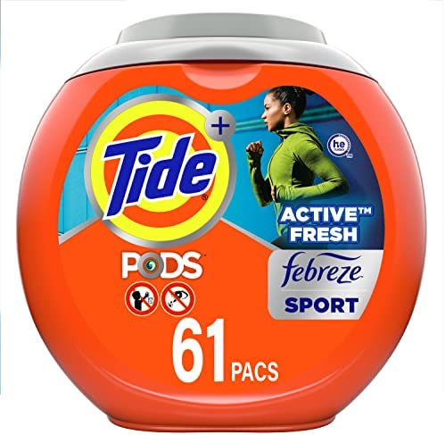 Tide PODS 4 in 1 Febreze Sport Odor Defense, Laundry Detergent Soap PODS, High Efficiency (HE), 61 Count