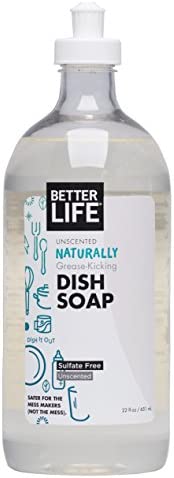 Better Life Sulfate Free Dish Soap, Tough on Grease & Gentle on Hands, Lemon Mint, 1 Gallon Refill
