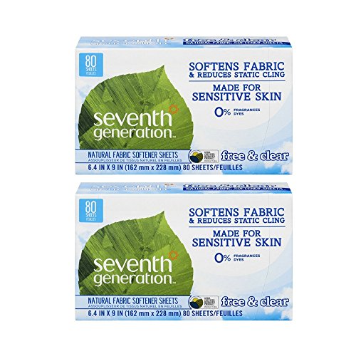 Seventh Generation Fabric Softener Sheets, Free & Clear, 80 ct