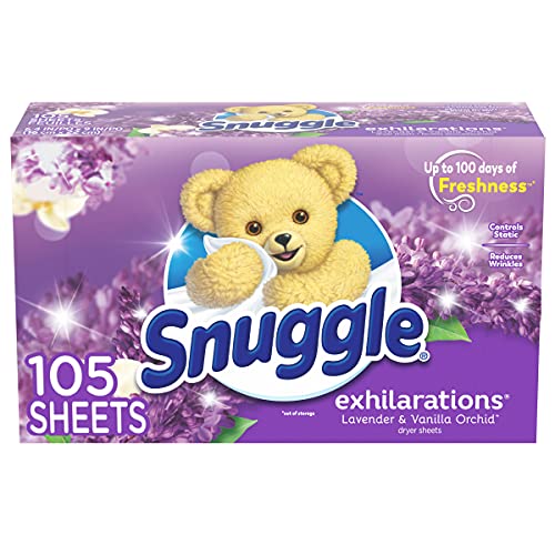 Snuggle Exhilarations Fabric Softener Dryer Sheets, Lavender & Vanilla Orchid, 105 Count