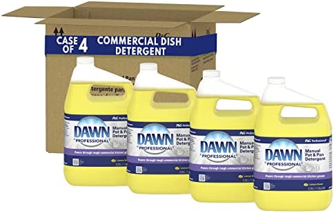 Dawn Professional Dishwashing Liquid Soap Detergent, Bulk Degreaser Removes Greasy Foods from Pots, Pans and Dishes in Commercial Restaurant Kitchens, Lemon Scent, 1 gal. (Case of 4)