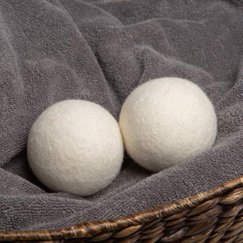 WOOLITE Reusable Wool Laundry Dryer Balls, Cuts Drying Time in Half, Natural Fabric Softener, Reduces Clothing Wrinkles, Eco-Friendly, Money Saver, 2-Pack