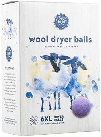 Woolzies Wool Dryer Balls Organic Big Wool Spheres Best Fabric Softener | 6-Pack XL Dryer Balls for Laundry is Made with New Zealand Wool | Use Laundry Balls for Dryer with Essential Oils (Lavender)