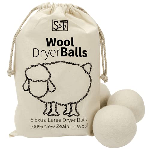 건조기 필수품 드라이어볼 ST 559701 New Zealand Wool Dryer Balls - XL Size Natural White 6 Pack