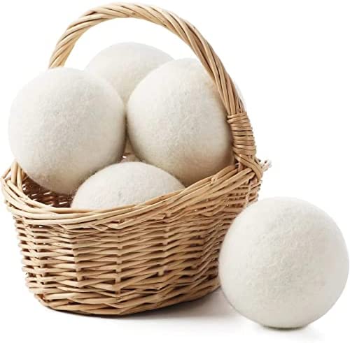 건조기 필수품 드라이어볼 Wool Dryer Balls Organic XL Natural Fabric Softener 100% New Zealand Laundry Chemical Free Eco Handmade Reusable Reduce Wrinkles & Shorten Drying Time