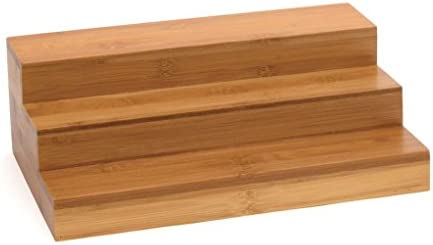 Lipper International 8807 Bamboo Wood Expandable 3-Tier Step Shelf Kitchen Organizer, 12 x 7-7/8 x 4-1/4
