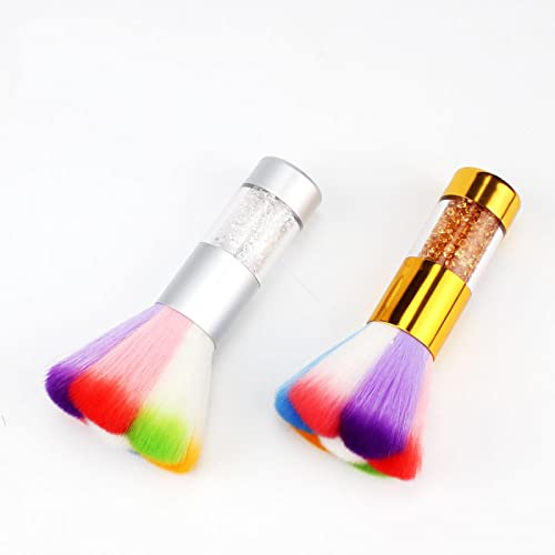 Nail Art Dust Brush Colorful Nail Brush Remover Cleaner For Acrylic & UV Nail Gel Powder Rhinestones Makeup Foundation (silver)