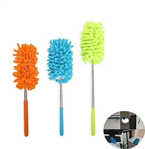 3 Pack Microfiber Duster, Ztent Washable Microfiber Extendable Duster Microfiber Hand Duster Cleaning Tool Dusting Brush for Home Office Car Computer