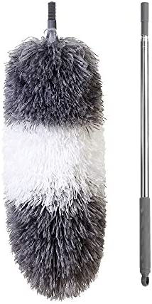 BOOMJOY Microfiber Feather Duster with Extendable Pole, 100 Telescoping Cobweb Duster for Cleaning, Bendable Head, Scratch-Resistant Cover, Washable Duster for Ceiling, Fan, Furniture