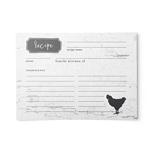 Rustic Chicken Recipe Cards from Dashleigh, 48 Cards, 4x6 inches, Water-Resistant and Double-Sided