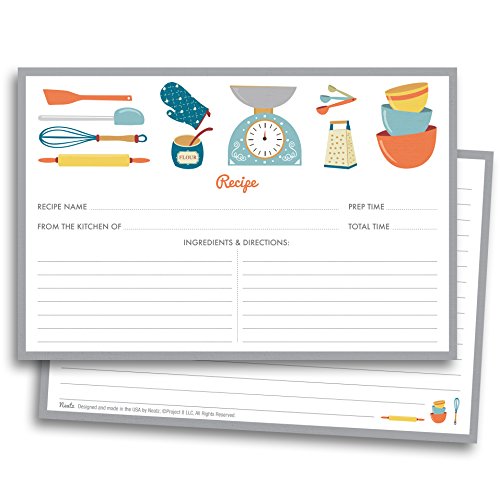 Neatz Chefs Recipe Cards - 50 Double Sided Cards, 4x6 inches. Thick Card Stock