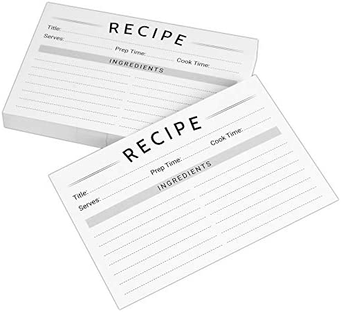 Modern Recipe Cards (Set of 60) - 4x6u201D Double Sided Premium Thick Card Stock w/Bonus Measuring Chart and PVC Card Protector (4 x 6 inches)