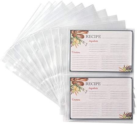 Samsill Clear 4x6 Recipe Card Protectors (25 Pack Mini Binder Sheets)