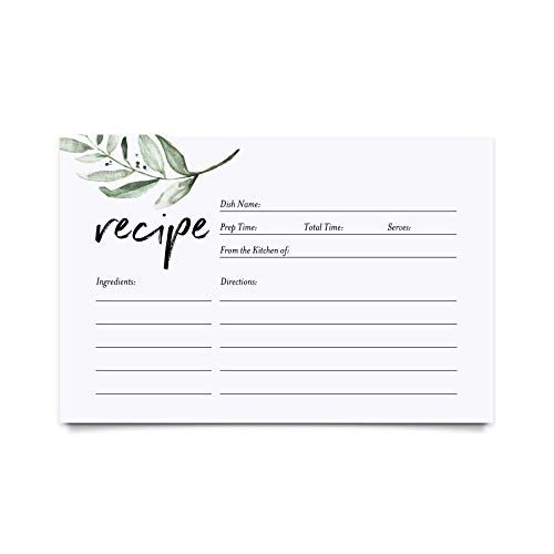 Bliss Collections Recipe Cards, Rustic Greenery, Double-Sided Cards for Family Recipes, Wedding Showers, Bridal Showers, Baby Showers and Housewarming Gifts, 4x6 (50 Cards)