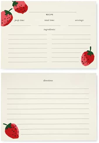 Kate Spade New York Double Sided Recipe Card Refills, Set of 40, Cherries