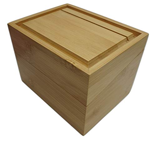 Prairie Collections Bamboo Recipe Box with Single Divider - Handcrafted with Flip Top Lid Holds up to 200, 4 x 6 Index Cards