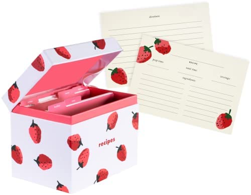 Kate Spade New York Recipe Box with Cards and Dividers, Kitchen Organizer Includes 40 Double Sided Recipe Cards and 8 Divider Tabs, Citrus Twist