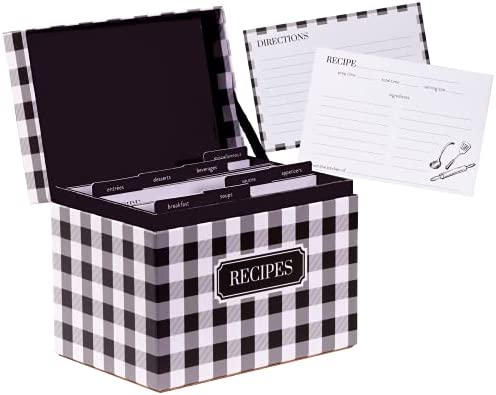 Steel Mill & Co Cute Recipe Box with Cards and Dividers, 8 Labeled Tab Organizers and 40 Recipe Cards, Orange Floral
