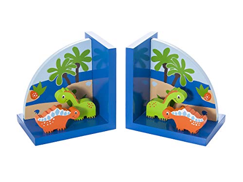 Mousehouse Gifts Kids Blue Dinosaur Bookends for Boys Dino Themed Bedroom or Baby Nursery Decoration