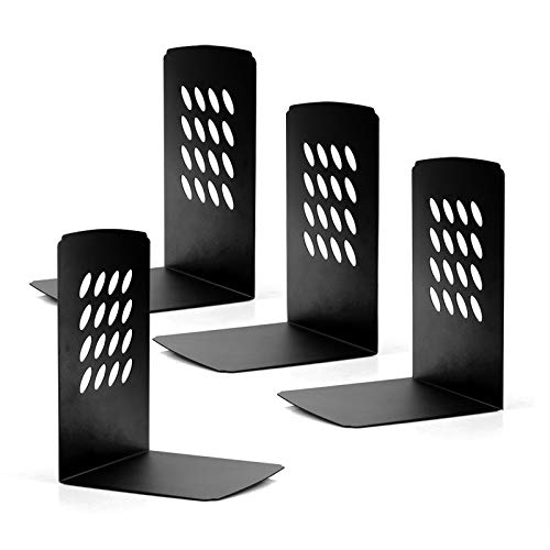 Bookends, Book Holder Bookends, Book Ends, Decorative Metal Bookends for Shelves, Black, 5.7x5.2x3.93 Inch, Pack of 2