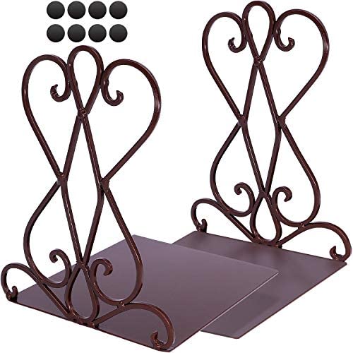 Anwenk Vintage Bookends Book Ends Bronze Heavy Duty Book Holders Long Base Luxury Art Retro Antique Style, w/Felt Pads to Protect Bookshelf Bookcase, Bronze
