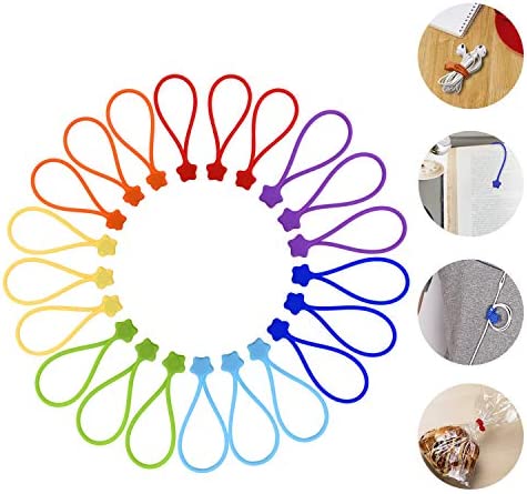 Fironst 14 Pack Reusable Silicone Magnetic Cable Ties, Magnetic Twist Ties for Bundling and Organizing, Holding Stuff, USB Charging Cords, Fridge Magnets, Cord Keeper Winder, or Just for Fun