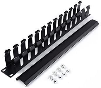All Metal - 1U 19 Inch Server Rack Wire Management System - Rack Mount Horizontal Cable Management with mounting Screws 12 Large Slot Cable Manager Finger Duct (Pack 0f 20)