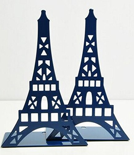 Schoolsupplies Tinplate Eiffel Tower Creative Bookshelf Metal Book Holder Stand Decorative Bookend Portable Read Books Stand Book Stalls(Blue)