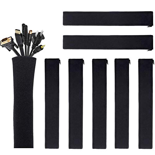 케이블선 정리 슬리브 8개세트 8팩 JOTO 케이블 Management Sleeve Cord System TV/Computer/Home Entertainment 19-20 inch Flexible Wrap 커버 Organizer -Black
