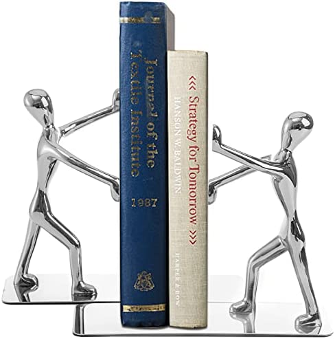 Fasmov Heavy Duty Stainless Steel Man Bookends Nonskid Bookends Art Bookend,1 Pair(Glod)