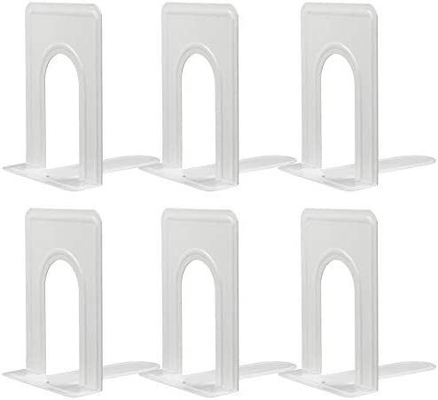 HappyHapi Bookends, Book Ends, Metal Bookend for Shelves, Non-Skid Book End to Hold Books, Black Book Stopper for Shelves, Book Holder for Office Home Kitchen, 5.7X 4.9 X 6.5 in, 3 Pair(6 Pcs, Large)