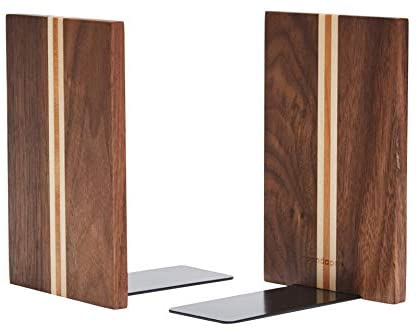 Pandapark Wood Bookends,Nature Coating,Decorative Bookend,6X4,1Pair in Pack, (Walnut Artist)