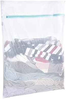 OTraki Large Mesh Washing Bag 43 x 35 in XL Laundry Bag Jumbo Washer Machine Net Protector for Travel Camp College Student Dorm Delicates Coat Dress Bedding Blanket Sheet Robe Cleaning Organizer Blue