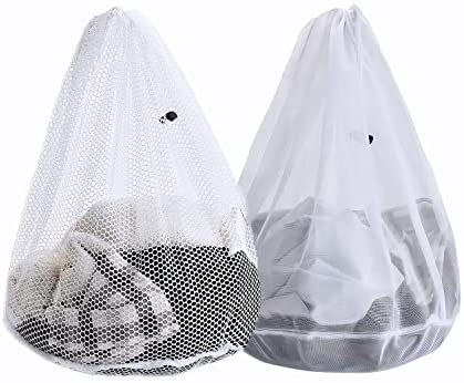 ARZASGO Mesh Laundry Bags, Pack of 4 Durable Drawstring Laundry Washing Bags for Delicates, Garments, Lingerie, Socks, Bras and Baby Clothes (Coarse&Fine Mesh)